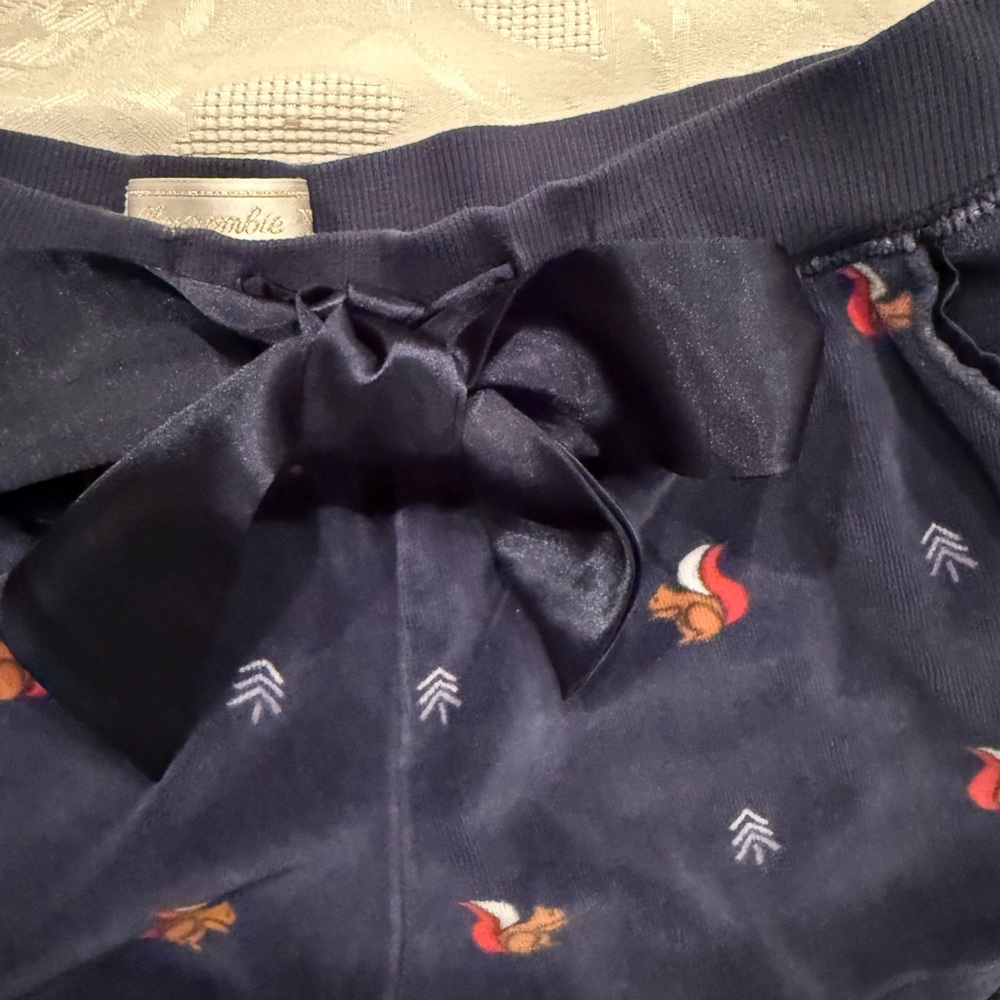 Abercrombie Navy Blue Squirrel Velour Sleep Pajama Lounge Set Size XS EUC - Picture 7 of 13
